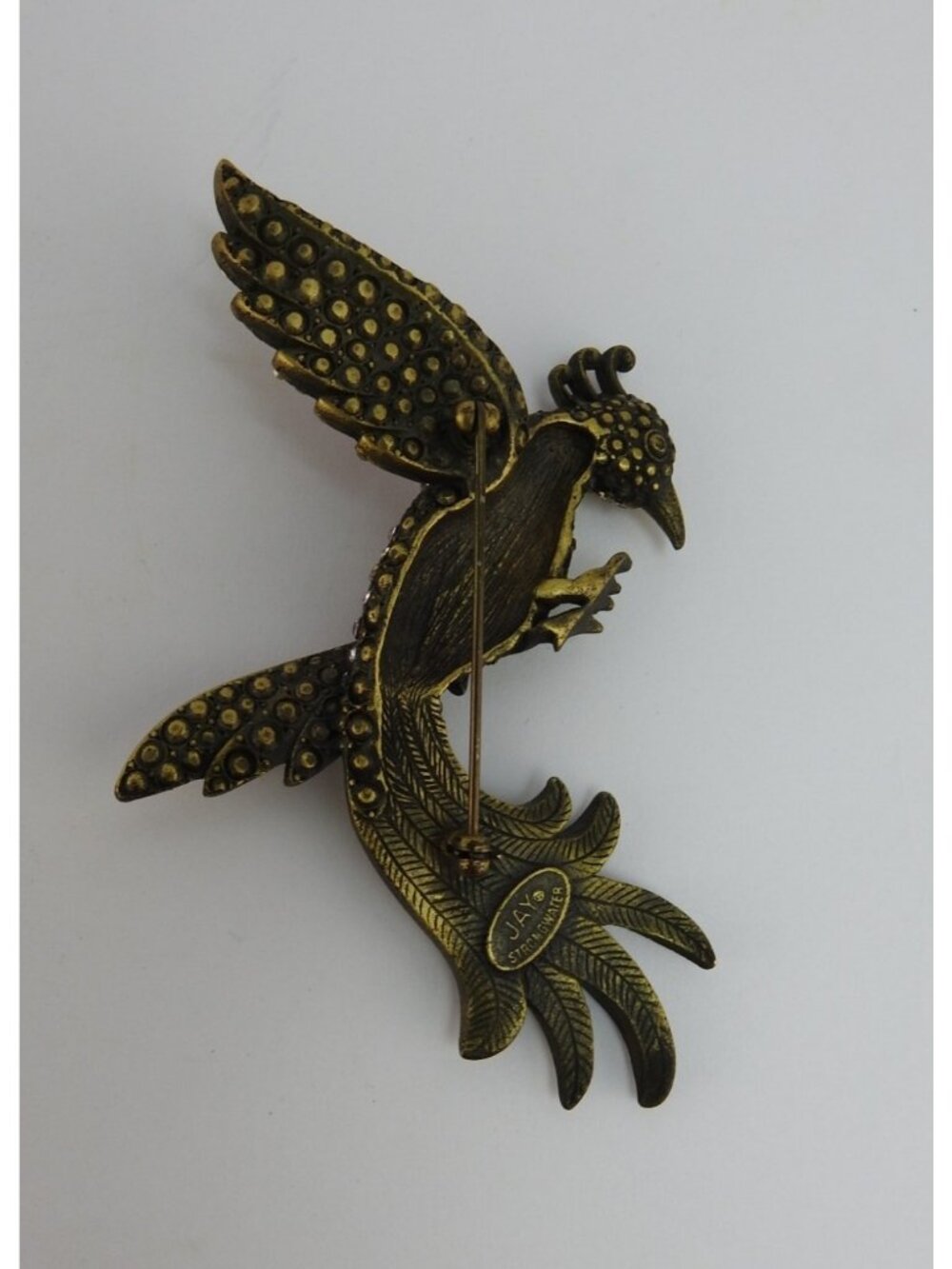 Jay Strongwater Crystal Exotic Bird of Paradise Lg Brooch Pin Multicolor 4" Box - Picture 8 of 16